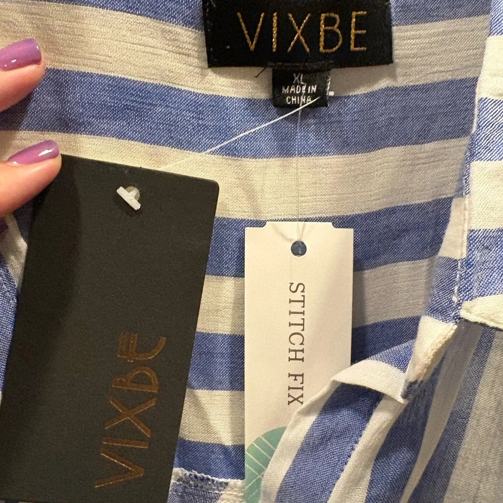 🔥 2/$10 3/12$ Vixbe XL Striped Button-Up Shirt - Picture 4 of 6